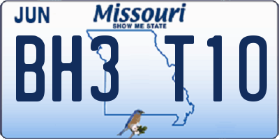 MO license plate BH3T1O