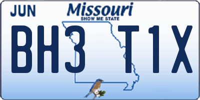 MO license plate BH3T1X