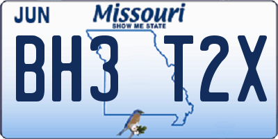 MO license plate BH3T2X