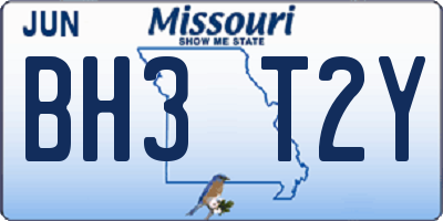 MO license plate BH3T2Y