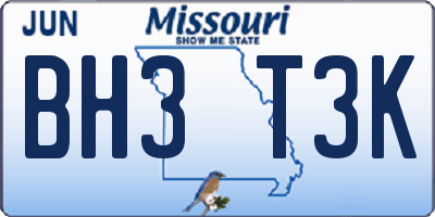 MO license plate BH3T3K