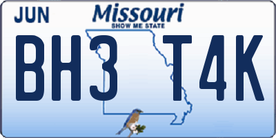 MO license plate BH3T4K