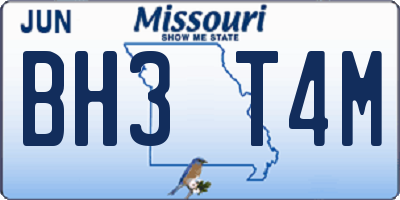 MO license plate BH3T4M