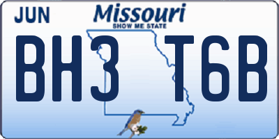 MO license plate BH3T6B