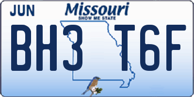 MO license plate BH3T6F