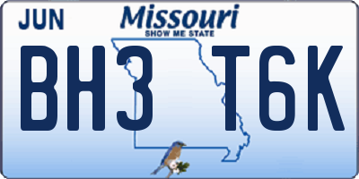 MO license plate BH3T6K