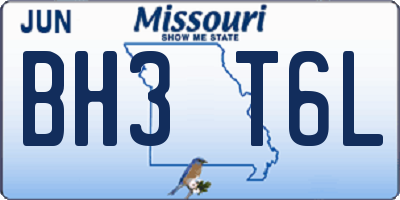 MO license plate BH3T6L
