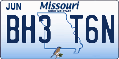 MO license plate BH3T6N