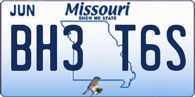 MO license plate BH3T6S