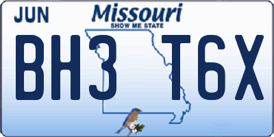 MO license plate BH3T6X