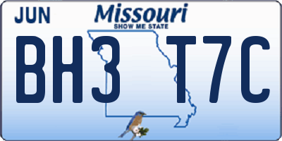 MO license plate BH3T7C