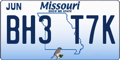 MO license plate BH3T7K