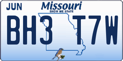 MO license plate BH3T7W