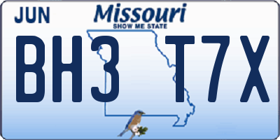 MO license plate BH3T7X