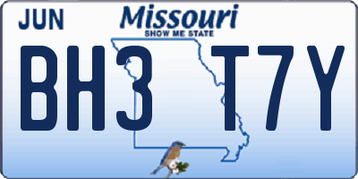 MO license plate BH3T7Y