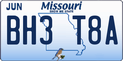 MO license plate BH3T8A