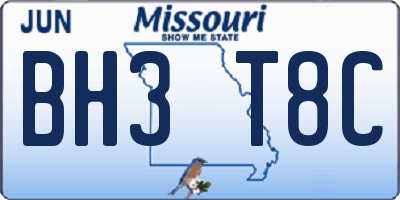 MO license plate BH3T8C