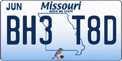 MO license plate BH3T8D