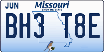 MO license plate BH3T8E