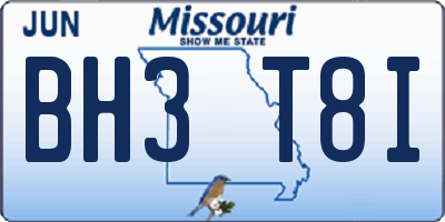 MO license plate BH3T8I
