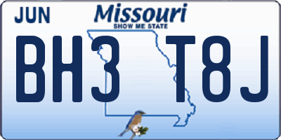 MO license plate BH3T8J