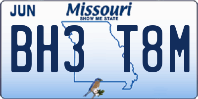 MO license plate BH3T8M