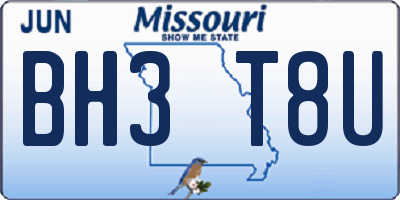 MO license plate BH3T8U