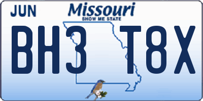 MO license plate BH3T8X