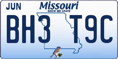 MO license plate BH3T9C