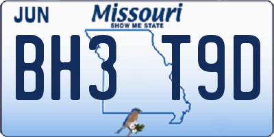 MO license plate BH3T9D