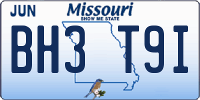 MO license plate BH3T9I