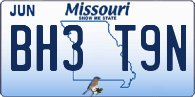 MO license plate BH3T9N