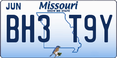 MO license plate BH3T9Y