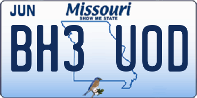 MO license plate BH3U0D