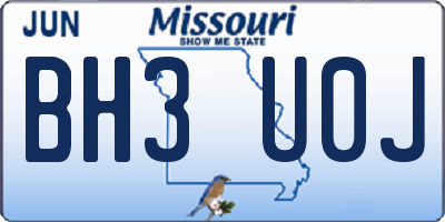 MO license plate BH3U0J