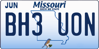 MO license plate BH3U0N