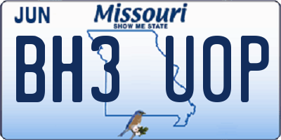 MO license plate BH3U0P