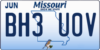 MO license plate BH3U0V