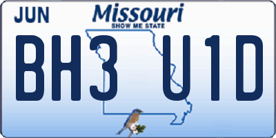 MO license plate BH3U1D