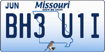 MO license plate BH3U1I