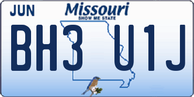 MO license plate BH3U1J