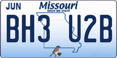 MO license plate BH3U2B