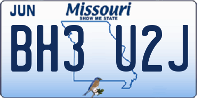 MO license plate BH3U2J