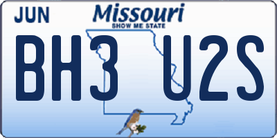 MO license plate BH3U2S