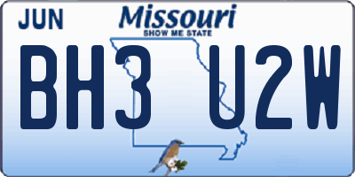 MO license plate BH3U2W