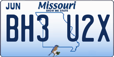 MO license plate BH3U2X