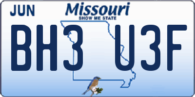 MO license plate BH3U3F