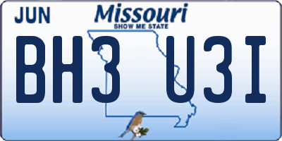 MO license plate BH3U3I
