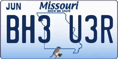 MO license plate BH3U3R