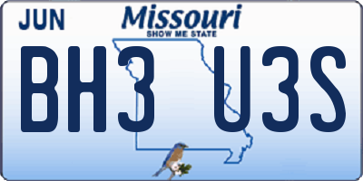 MO license plate BH3U3S